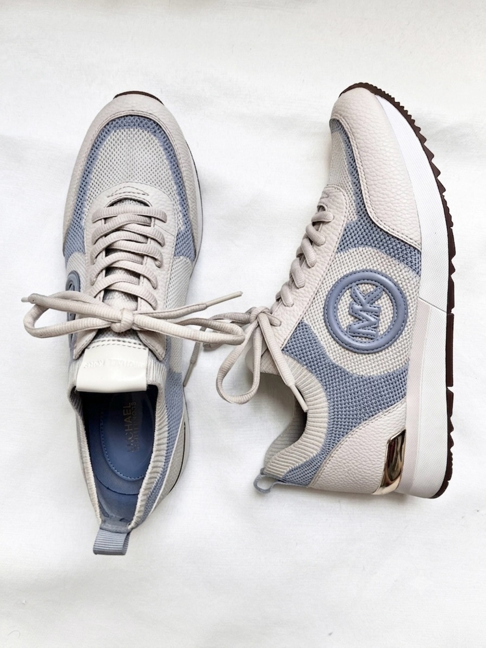 Michael Kors Jenkins Two tone Stretch knit Logo Sneakers 10